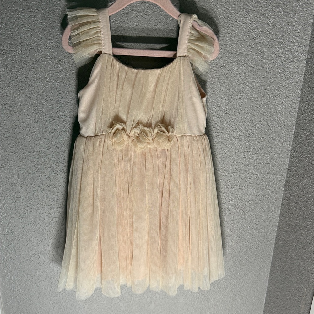 Elegant Cream Kids Dress with Floral Accents
